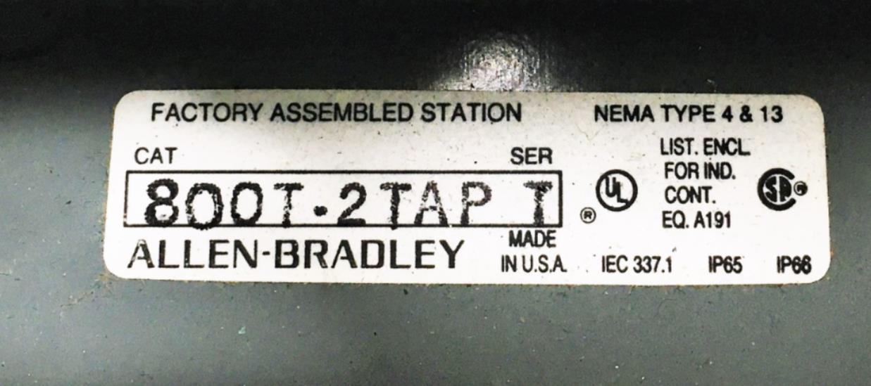 Allen Bradley Series T Push Button Station Enclosure Only 800T-2TAP USED