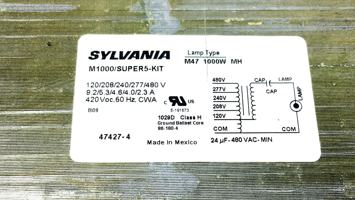 Sylvania Metalarc M47 1000W MH Magnetic Ballast M1000/SUPER5-KIT (47427-4) NOS