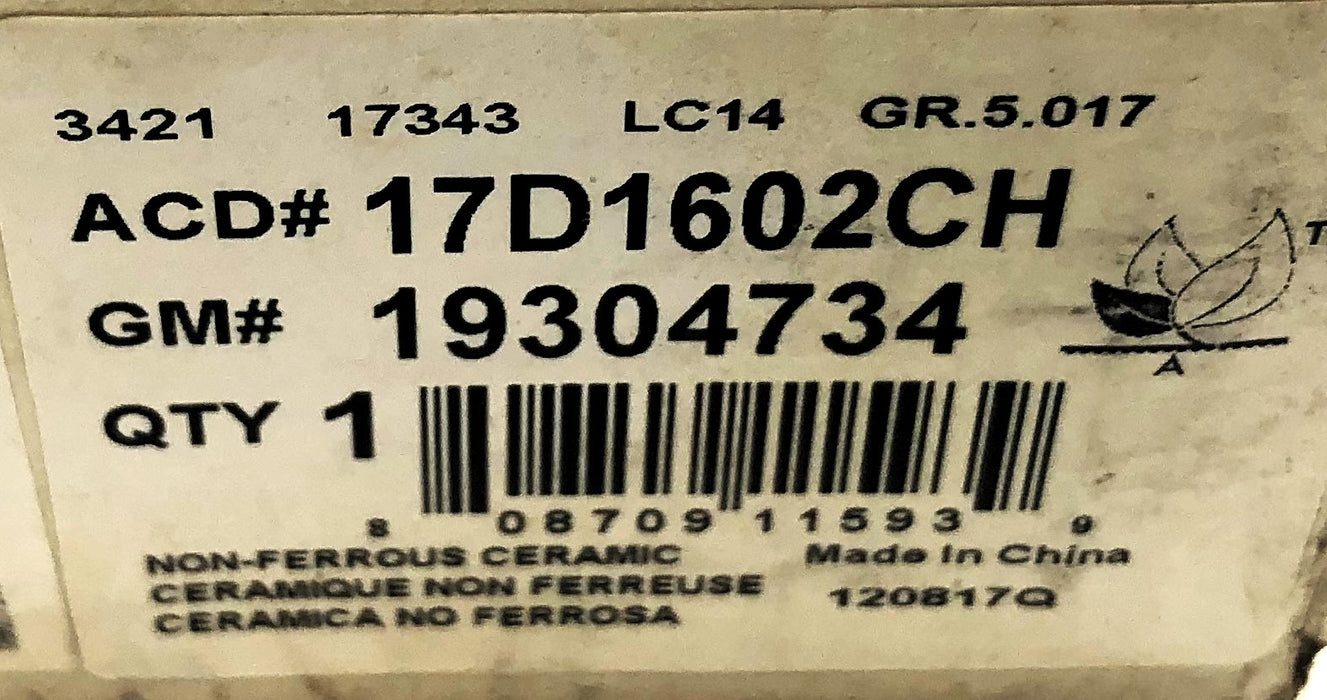 ACDelco Set of (4) Disc Brake Pads 17D1602CH (19304734) NOS