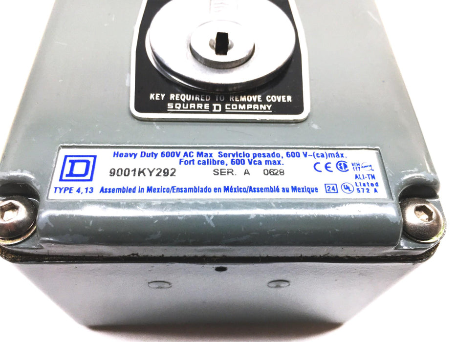 Square D 600VAC MAX Heavy Duty Push Button Enclosure 9001-KY292 USED