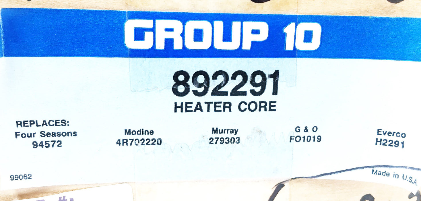 Group 10 Heater Core 892291 NOS