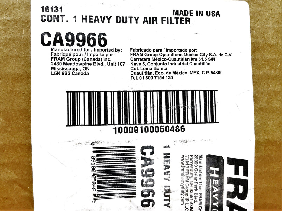FRAM Heavy Duty Air Filter CA9966 NOS