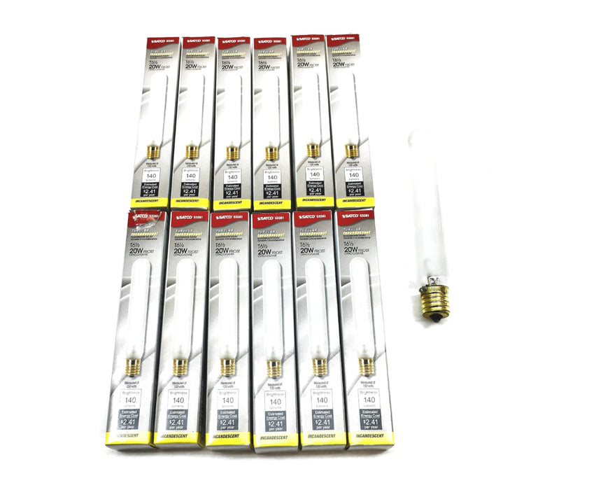 Satco 20W T6 1/2 Frost INT Light Bulb S3281 [Lot of 12] NOS