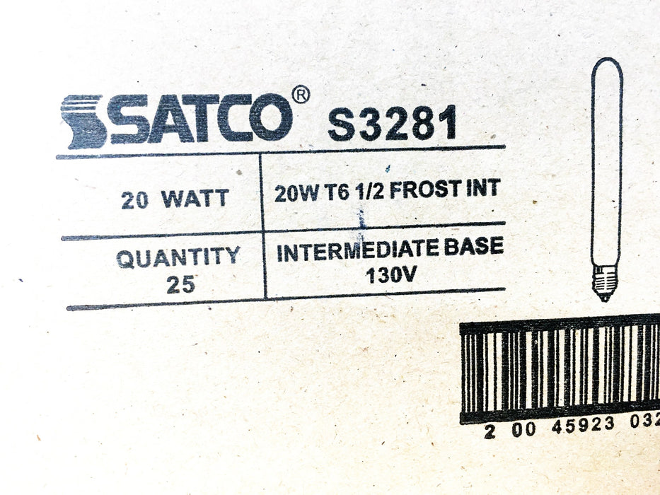 Satco 20W T6 1/2 Frost INT Light Bulb S3281 [Lot of 12] NOS