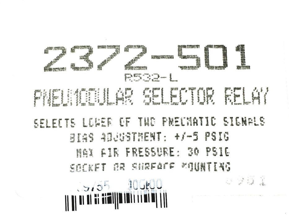 Uni-Line Pneumodular Selector Relay 2372-501 (R532-L) NOS