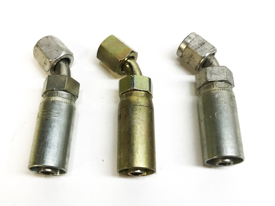 Parker Parflex 45 Degree Hydraulic Hose Fitting 13755-6-6 [Lot of 3] NOS