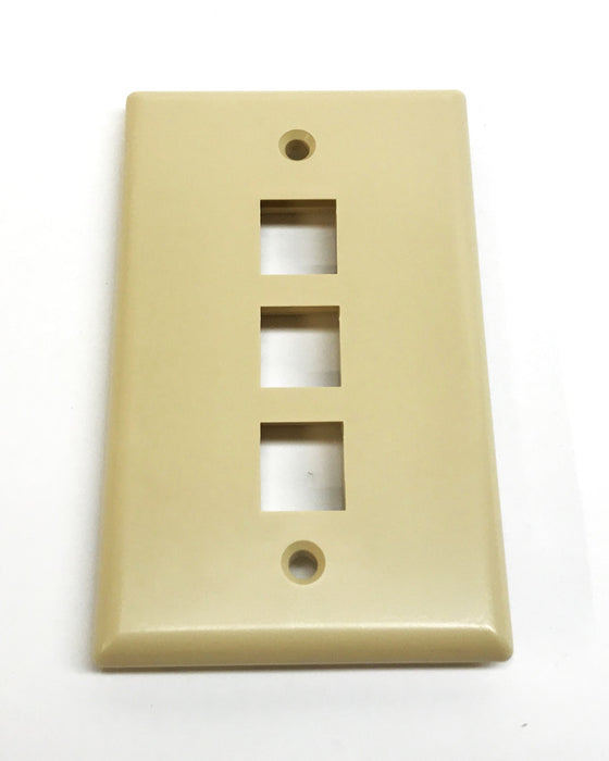 ICC 1-Gang 3-Port Plastic Ivory Faceplate IC107F03IV [Lot of 25] NOS