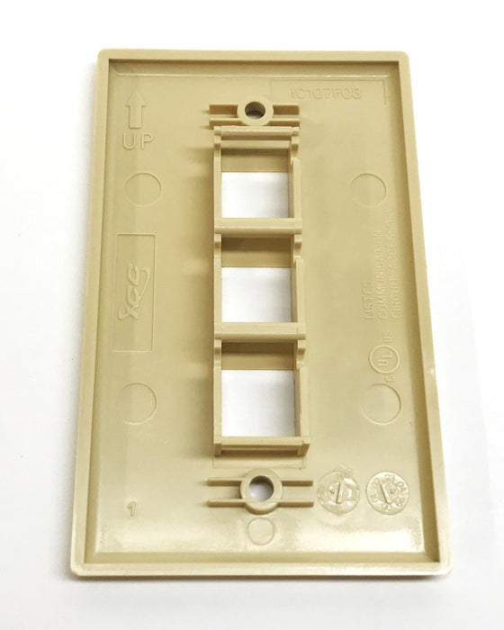 ICC 1-Gang 3-Port Plastic Ivory Faceplate IC107F03IV [Lot of 25] NOS