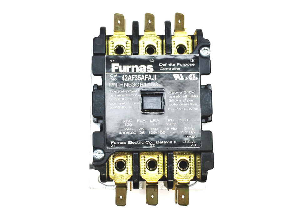 Carrier, 240/480/600V 150/125/100LRA 25FLA 35A 3 Pole Contactor HN53CB115 NOS