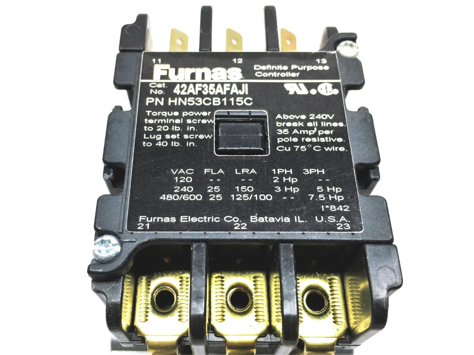 Carrier, 240/480/600V 150/125/100LRA 25FLA 35A 3 Pole Contactor HN53CB115 NOS
