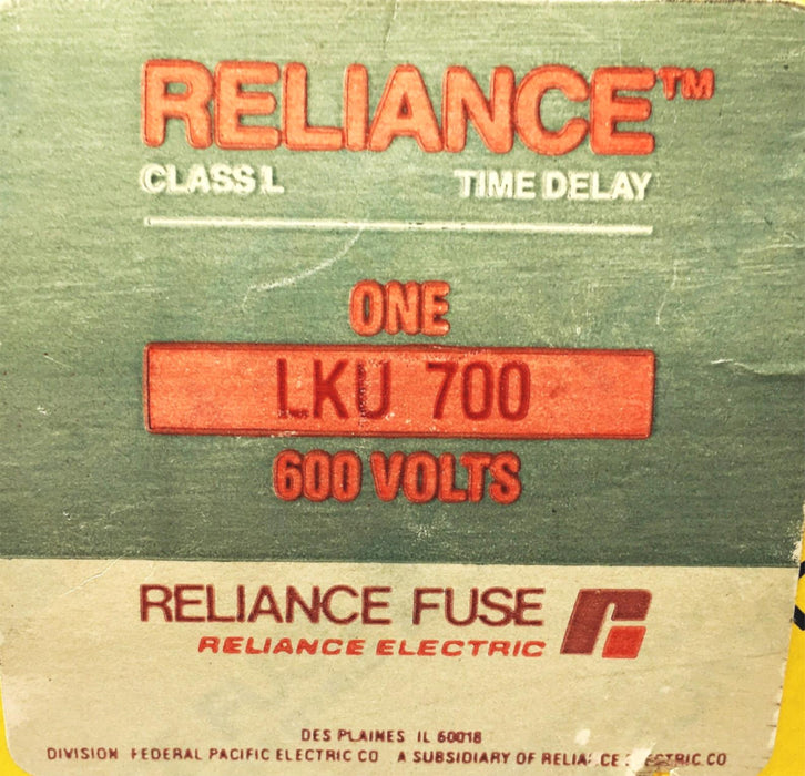 Reliance Class L 600 Volt Fuse LKU700 USED