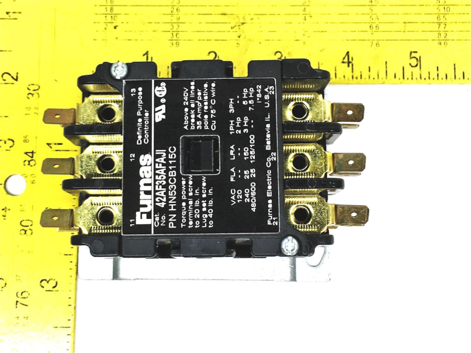 Carrier, 240/480/600V 150/125/100LRA 25FLA 35A 3 Pole Contactor HN53CB115 NOS