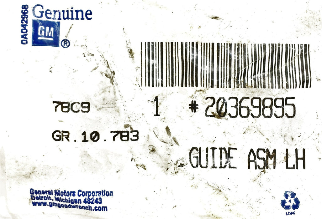 GM/General Motors LH Window Guide 20369895 NOS