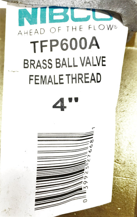 Nibco 4" Full Port Valve TFP600A NOS