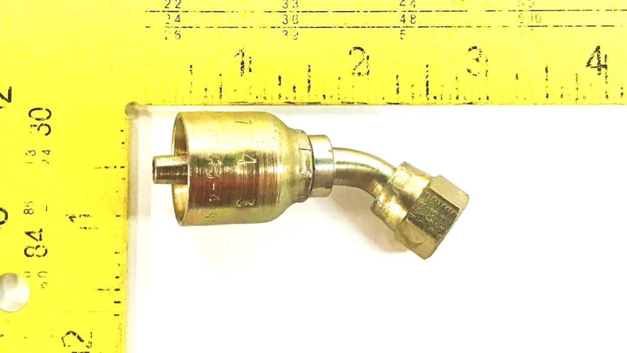 Parker 45 Degree Swivel Hydraulic Hose Fitting 13743-4-4 [Lot of 3] NOS