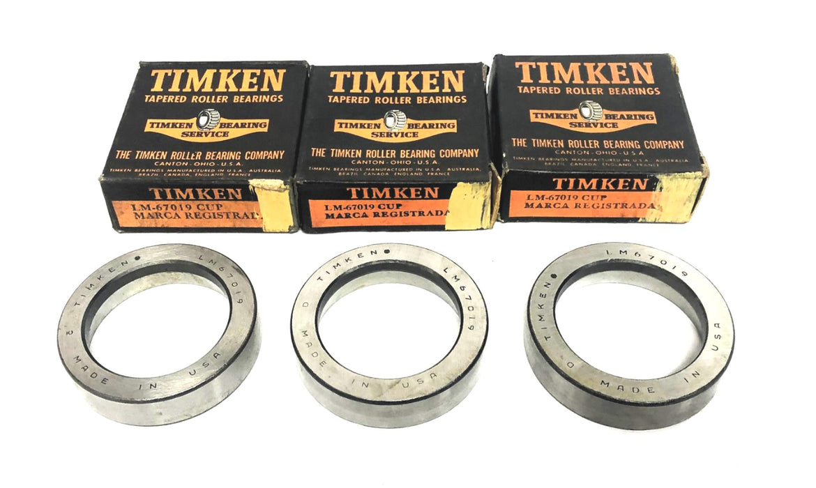 Timken Tapered Roller Bearing Cup LM67019 [Lot of 3] NOS