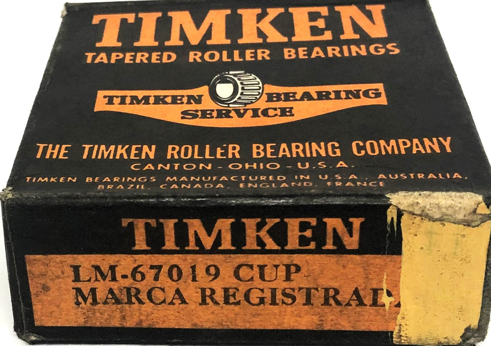 Timken Tapered Roller Bearing Cup LM67019 [Lot of 2] NOS