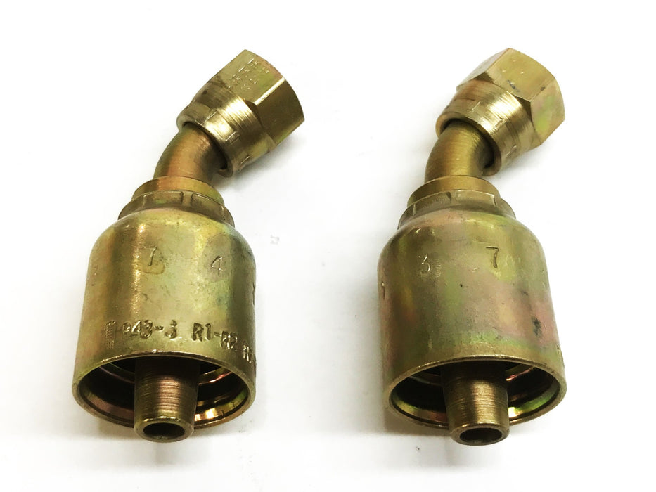 Parker 45 Degree Swivel Hydraulic Hose Fitting 13743-6-6 [Lot of 2] NOS