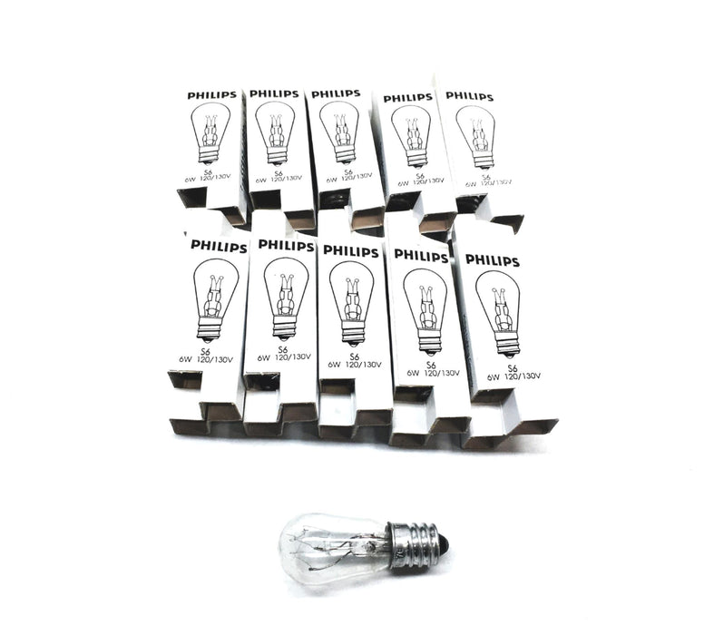 Philips 6S6 SBP Candelabra Base Clear Incandescent Lamp 24835-1 [Lot of 8] NOS