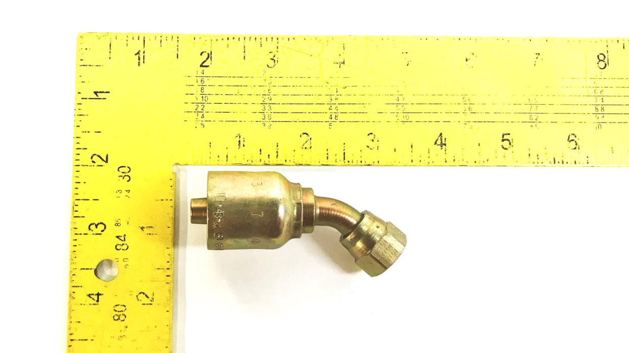 Parker 45 Degree Swivel Hydraulic Hose Fitting 13743-6-6 [Lot of 2] NOS