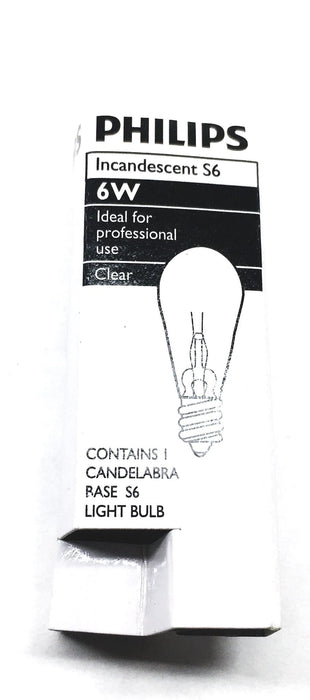 Philips 6S6 SBP Candelabra Base Clear Incandescent Lamp 24835-1 [Lot of 8] NOS
