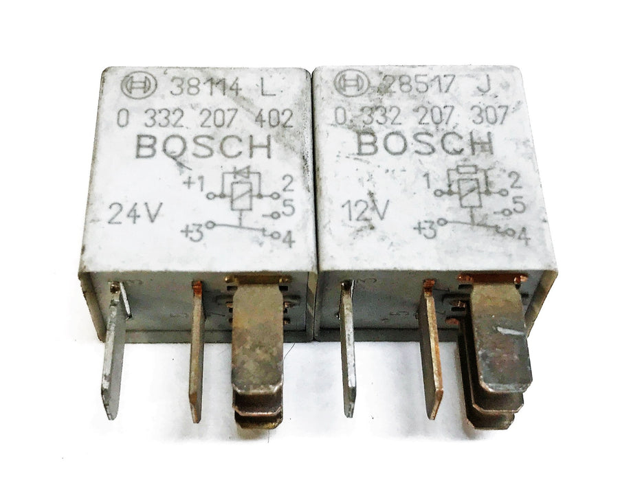 Bosch 12V 5-Pin Mini Relay 0-332-207-402 [Lot of 2] NOS
