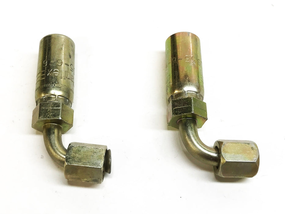 Parker Parflex 90 Degree Hydraulic Hose Fitting 1L955-6-6 [Lot of 2] NOS
