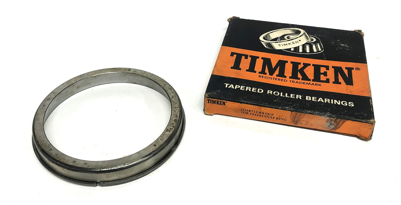 Timken Tapered Roller Bearing Cup With Snap Ring 68712RB/K-103232 NOS