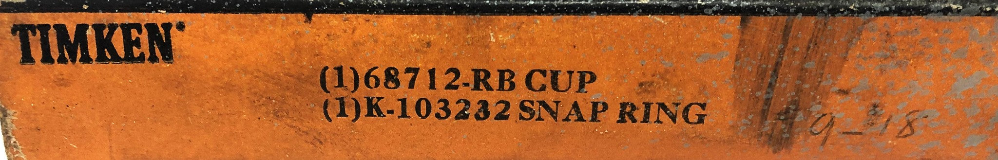 Timken Tapered Roller Bearing Cup With Snap Ring 68712RB/K-103232 NOS
