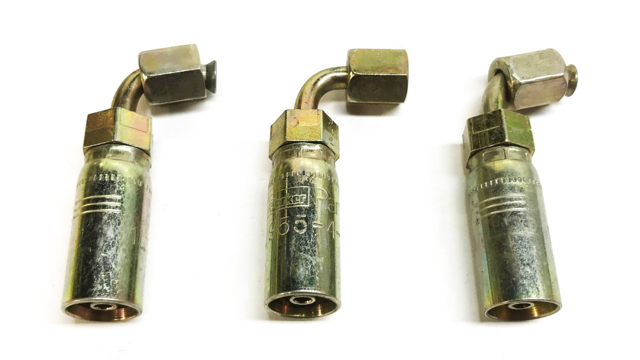 Parker Parflex 90 Degree Hydraulic Hose Fitting 1L955-4-4 [Lot of 3] NOS