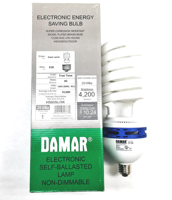Damar E26 85W 120V 60Hz AC Electronic Self-Ballasted Lamp HS85SL/5K NOS