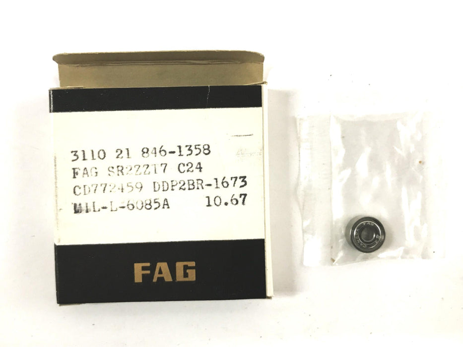 FAG 3/8 inch Ball Bearing SR2ZZT7-C24-CD772459-DDP2BR-1673, Box of 33, NOS
