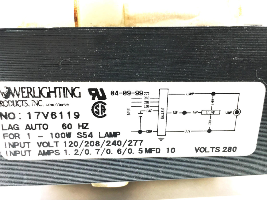 Power Lighting 120-277V 60Hz LAQ Auto Ballast 17V6119W18F NOS