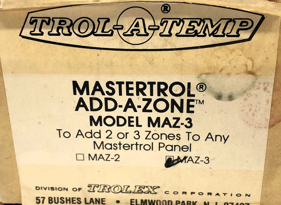Trol-A-Temp Mastertrol Add-A-Zone MAZ-3 NOS