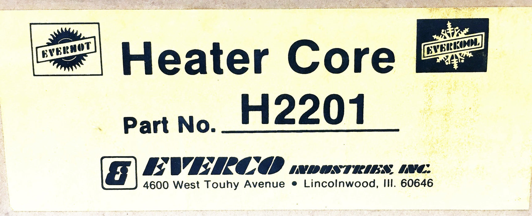 Everco Heater Core H2201 NOS