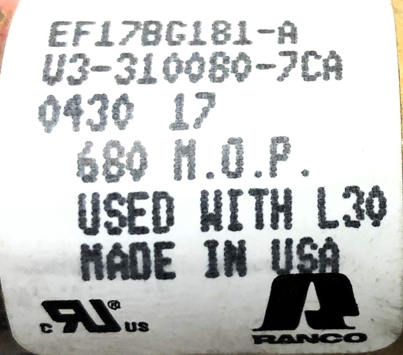 Ranco Reversing Valve EF17BG181-A (V3-310080-7CA) NOS