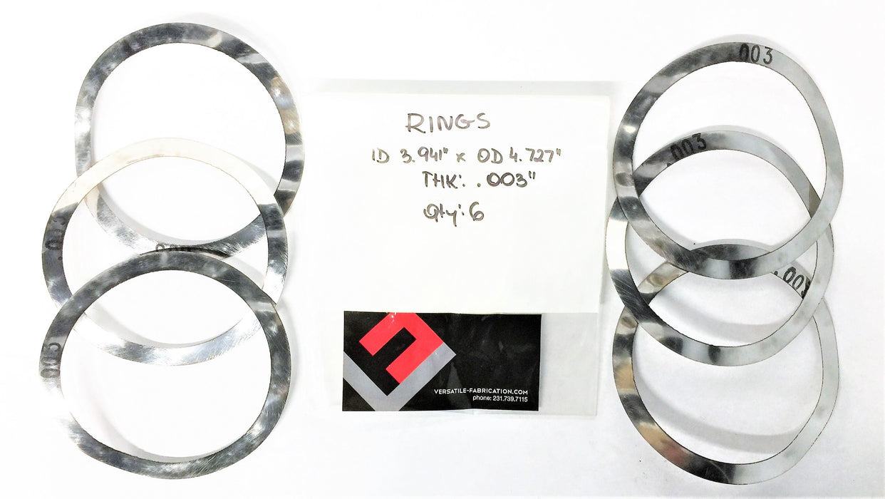VERSATILE Shim (ID: 3.941" x OD: 4.727" THK: .003 50001273 [Lot of 6] NOS