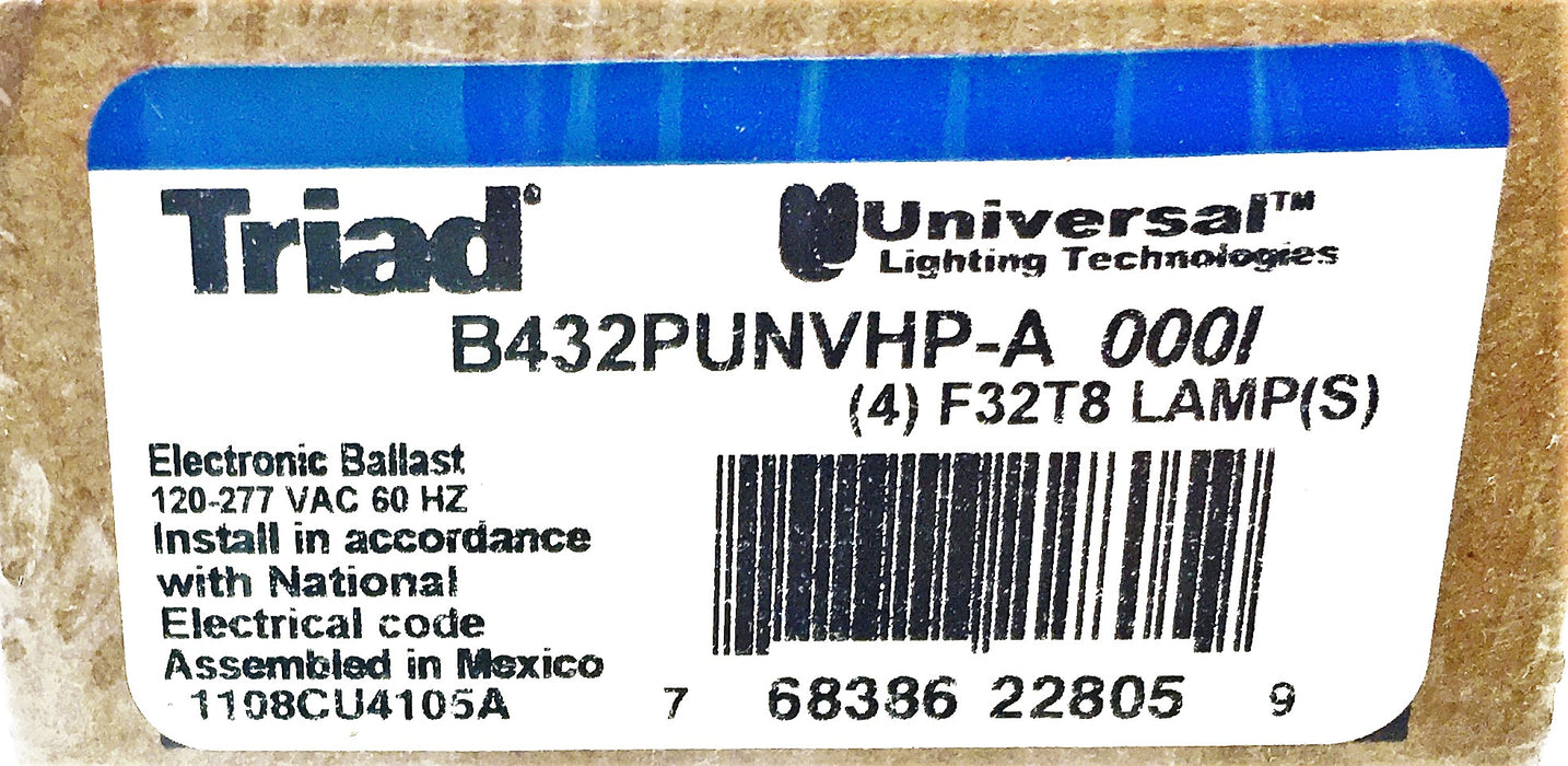 Universal Lighting Triad 120/277V Electronic Ballast B432PUNVHP-A 0001 NOS