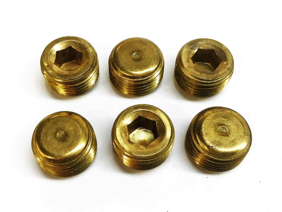 Unbranded Brass 1/2" Male Solid Square Head Plug [Lot of 6] NOS