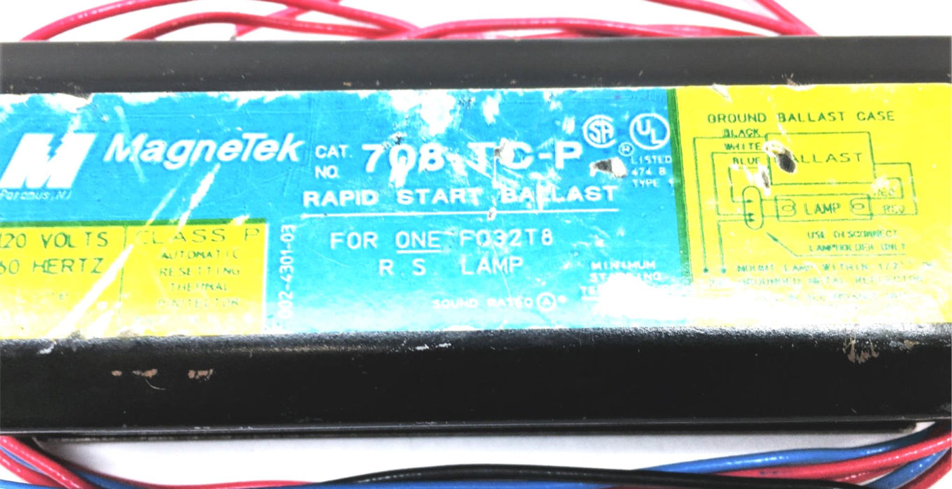 Magnetek 120V 60Hz 0.66A Class P Rapid Start Ballast 708-TC-P USED