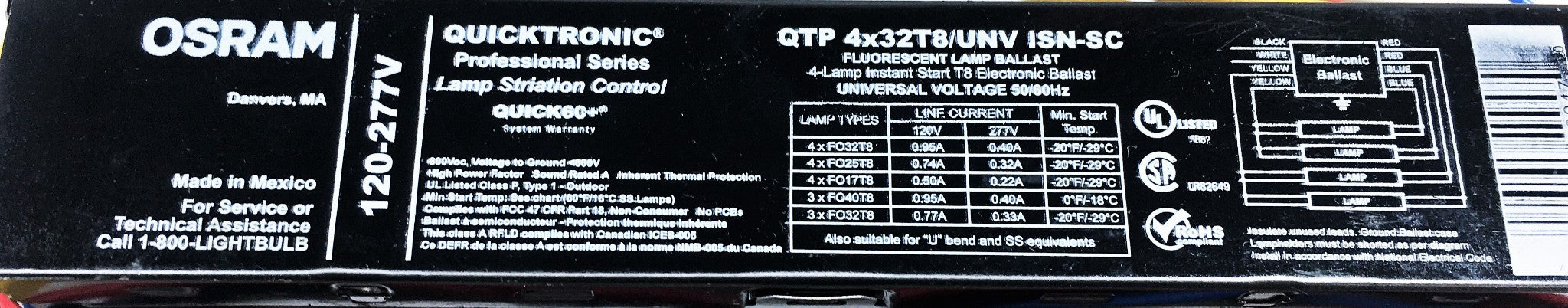 Osram Quicktronic Fluorescent Lamp Ballast QTP 4x32T8/UNV ISN-SC [Lot of 2] NOS