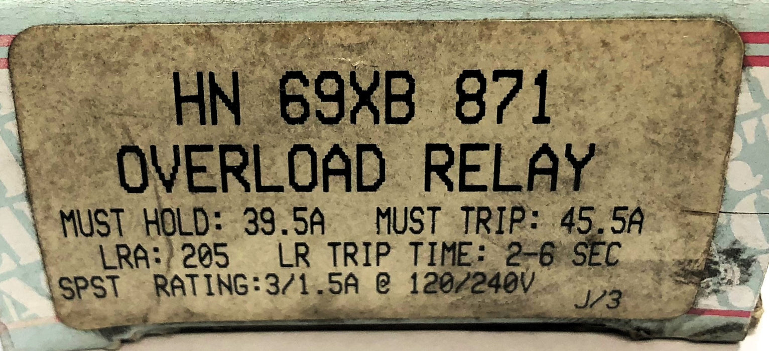 Heinemann Silic-O-Netic Overload Relay HN69XB871 (CL1-617-XXA) NOS