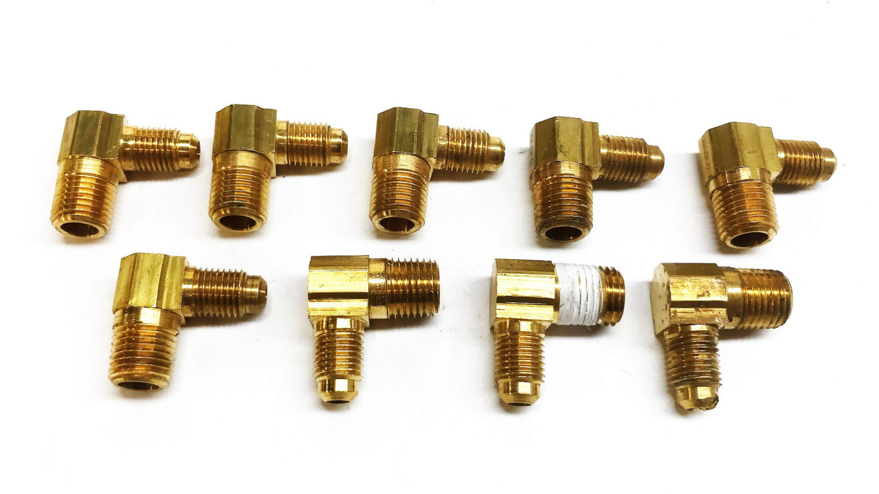 Unbranded Brass 1/4" Male x 1/8" Male Reducing Elbow [Lot of 9] NOS