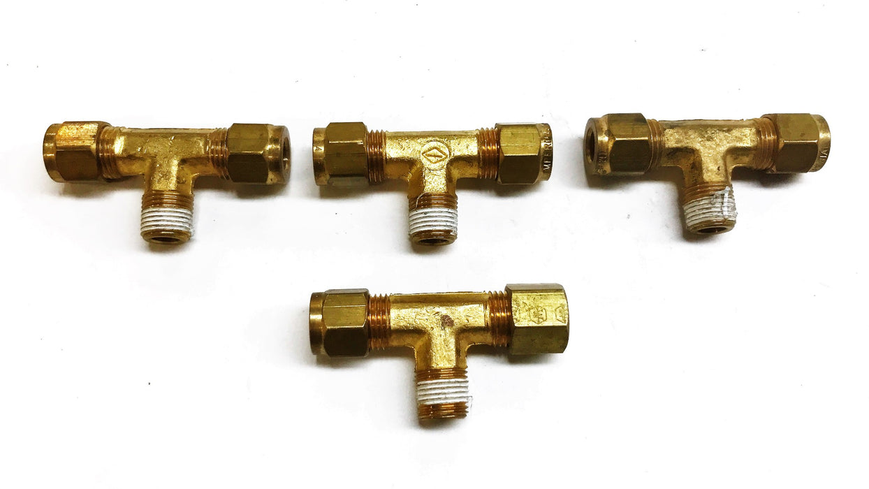 Unbranded Brass 3/16" M x 1/8" M x 3/16 M Compression Tee [Lot of 4] NOS