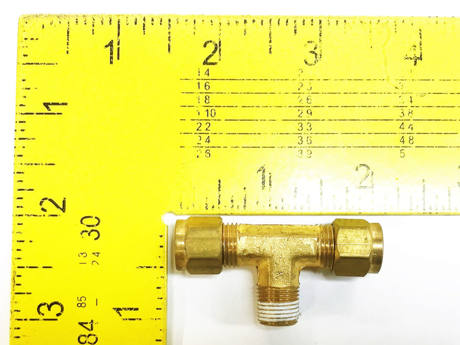 Unbranded Brass 3/16" M x 1/8" M x 3/16 M Compression Tee [Lot of 4] NOS