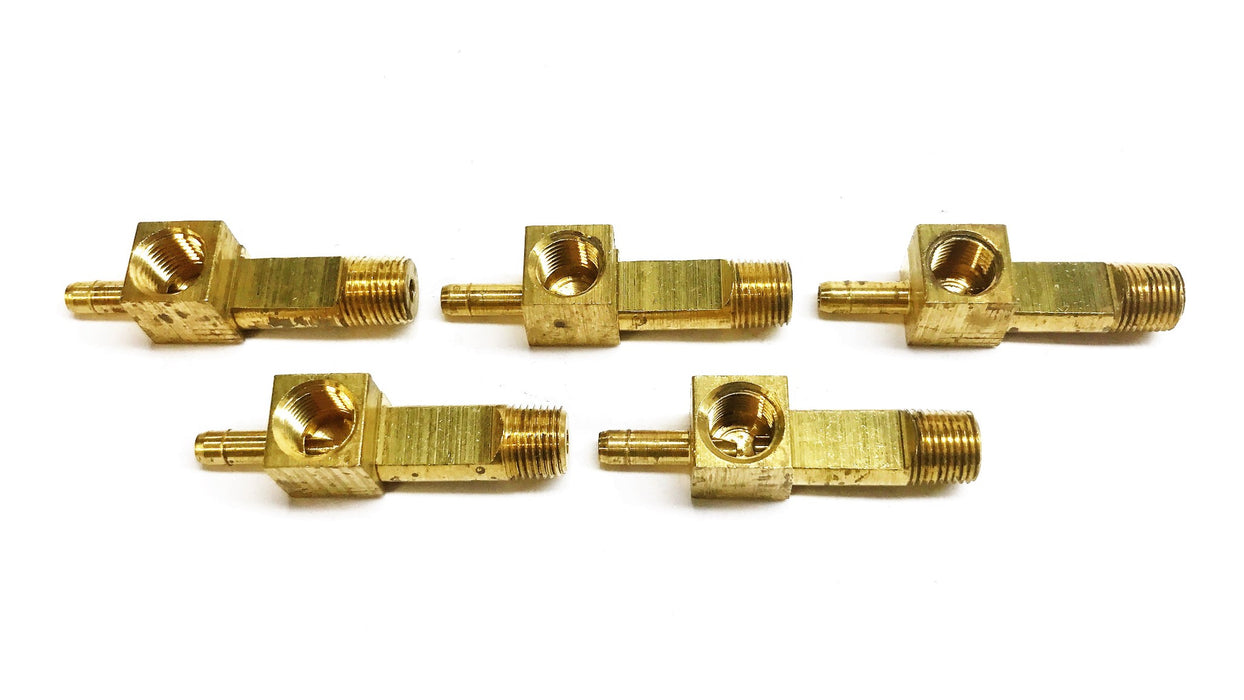 Unbranded Brass 1/8" Male x 1/8" Female x 1/16" Barb Union Tee [Lot of 5] NOS