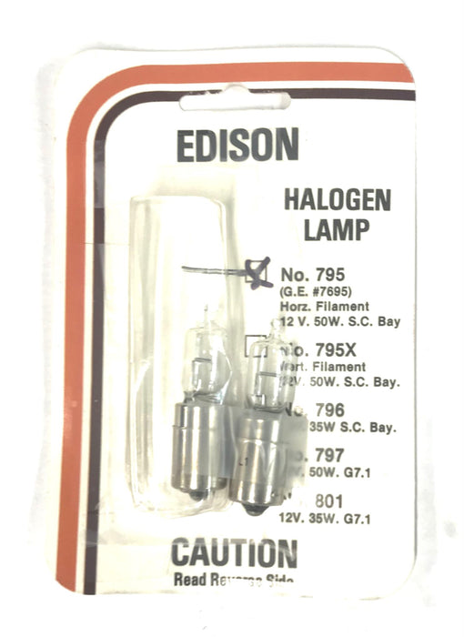 Edison 50w Halogen Lamp/Bulb No. 795 (G.E. #7695) [Lot of 2] NOS