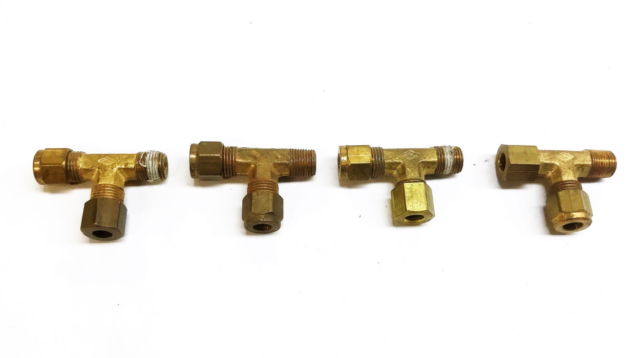 Unbranded Brass 3/16" M x 3/16" M x 1/8" M Compression Tee [Lot of 4] NOS