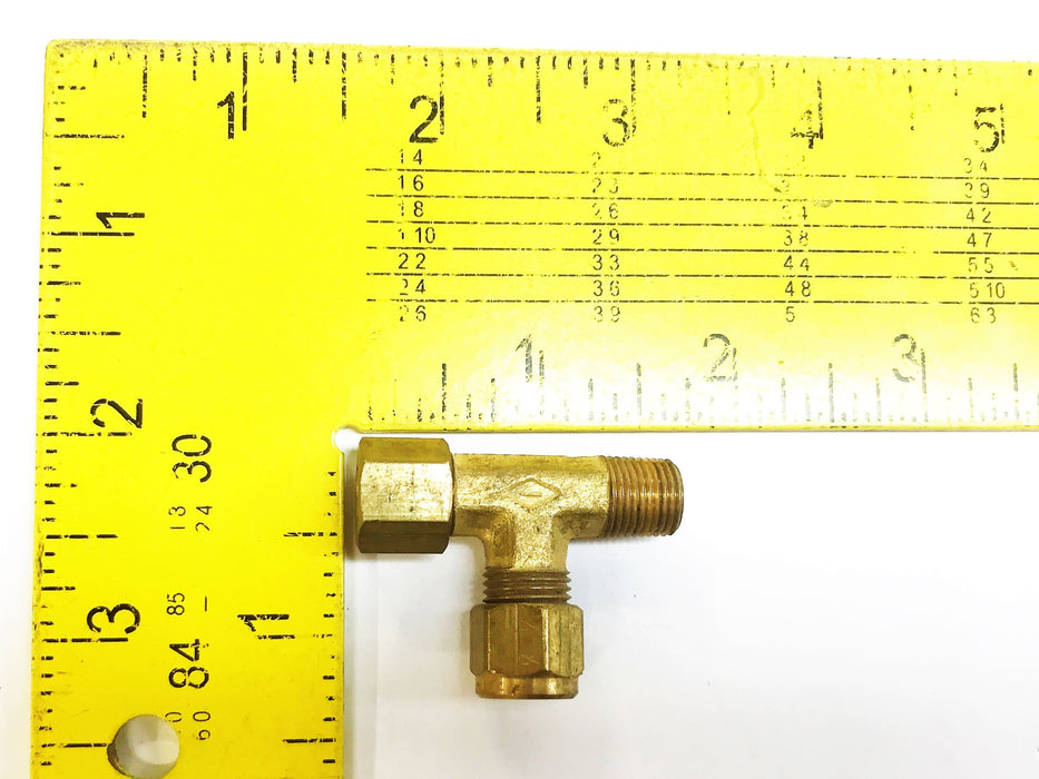 Unbranded Brass 3/16" M x 3/16" M x 1/8" M Compression Tee [Lot of 4] NOS