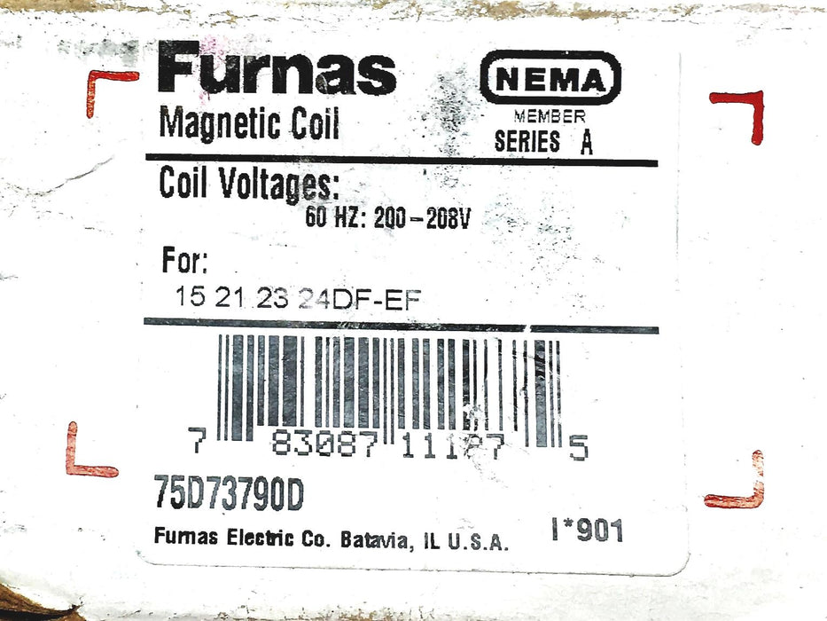 Furnas 60HZ 200-208V Magnetic Coil 75D73790D NOS